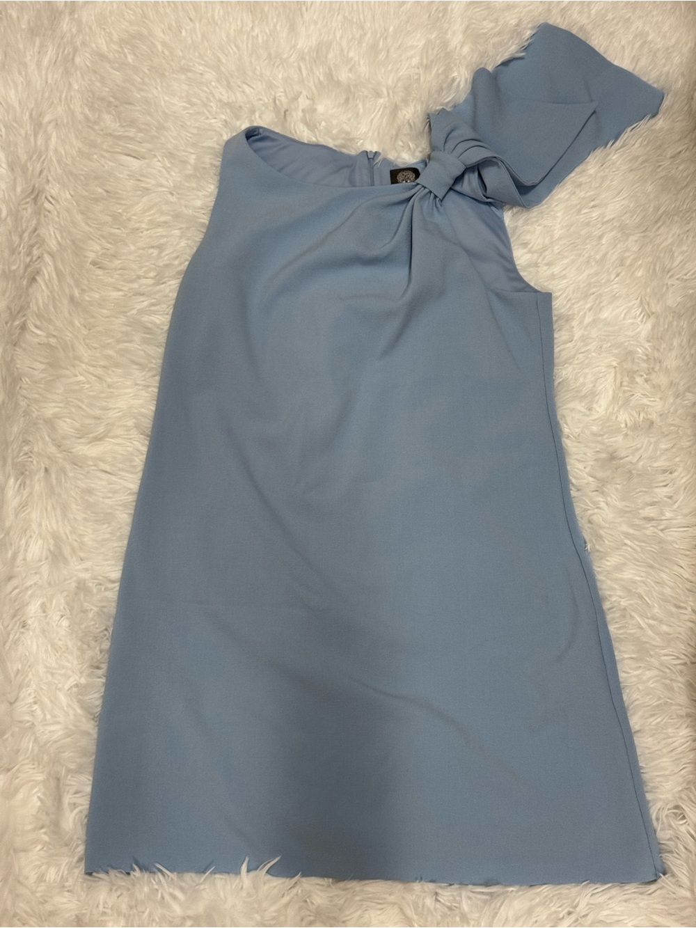 Vince Camuto Pale Blue One-Shoulder Bow Midi Dress